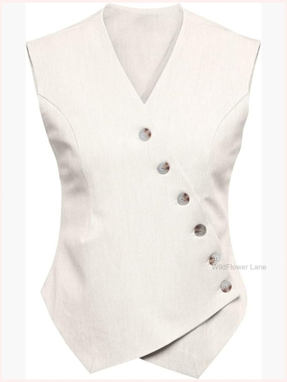 Womens Waistcoat Vest Sleeveless Blazers V Neck Button Up Asymmetrical Hem Work